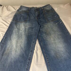 Guess Women's Faded Blue Straight Leg Jeans